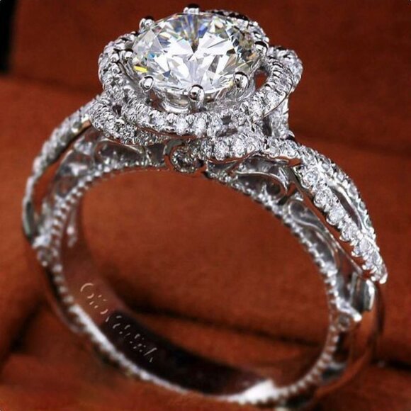 ▷925 Silver Plated Twisted Vintage Carved Bridal Beautiful  ▶925 Silver Plated Twisted Vintage Carved Bridal Beautiful Wedding Ring, L150